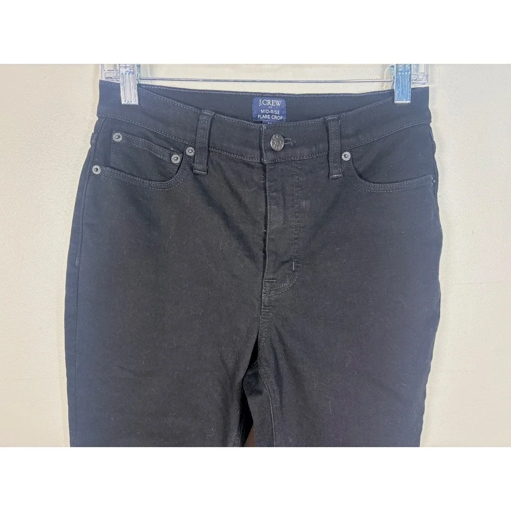J.Crew‎ Mid-Rise Flare Crop Jeans Womens 27 Black Excellent Re-Imagined Denim